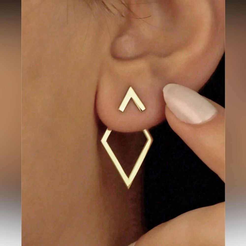 Anthropologie Gold Geometric Double-Stud Earrings